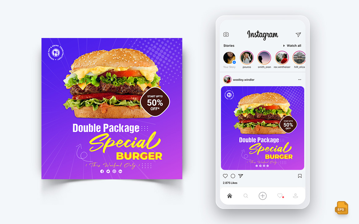 Food and Restaurant Offers Discounts Service Social Media Instagram Post Design-19
