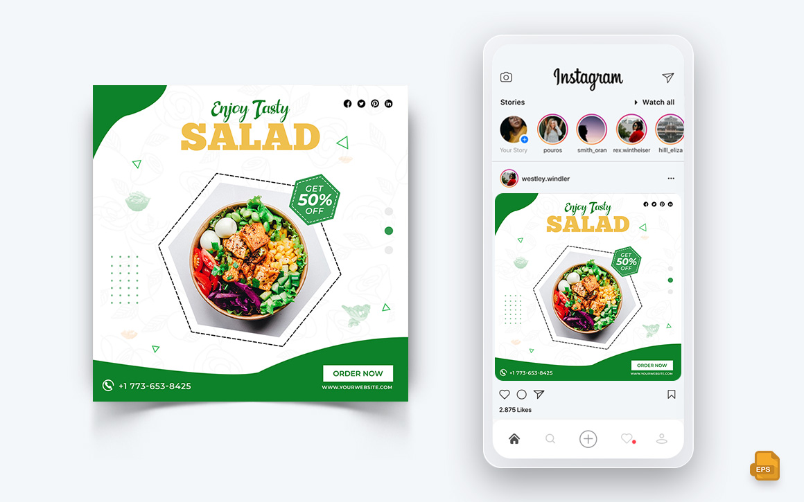 Food and Restaurant Offers Discounts Service Social Media Instagram Post Design-32