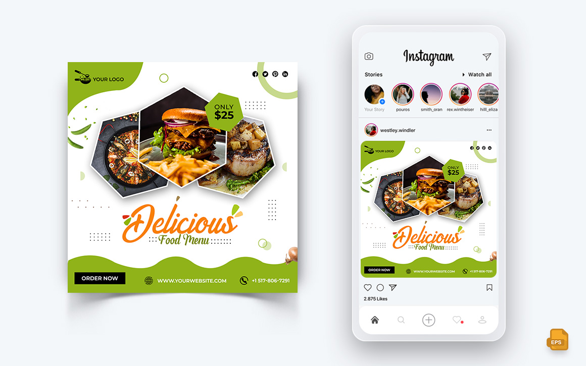 Food and Restaurant Offers Discounts Service Social Media Instagram Post Design-36