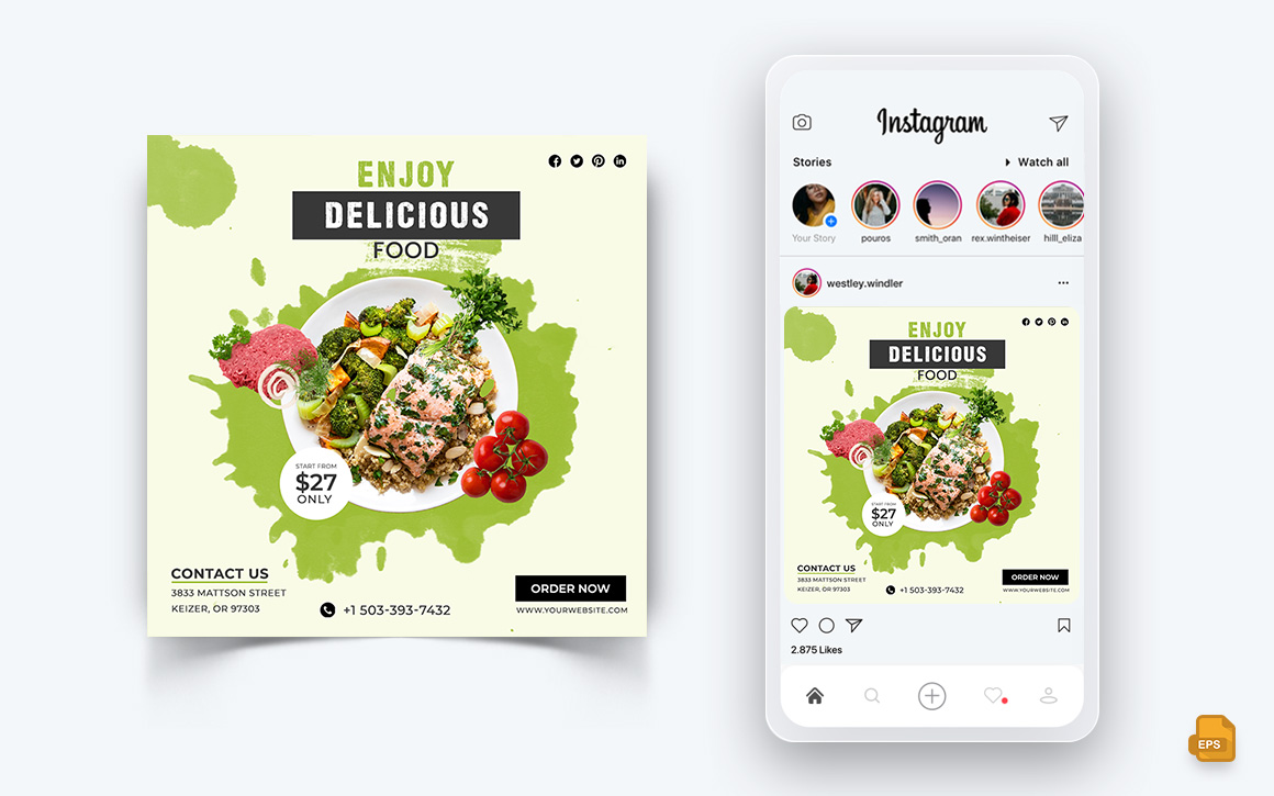 Food and Restaurant Offers Discounts Service Social Media Instagram Post Design-37