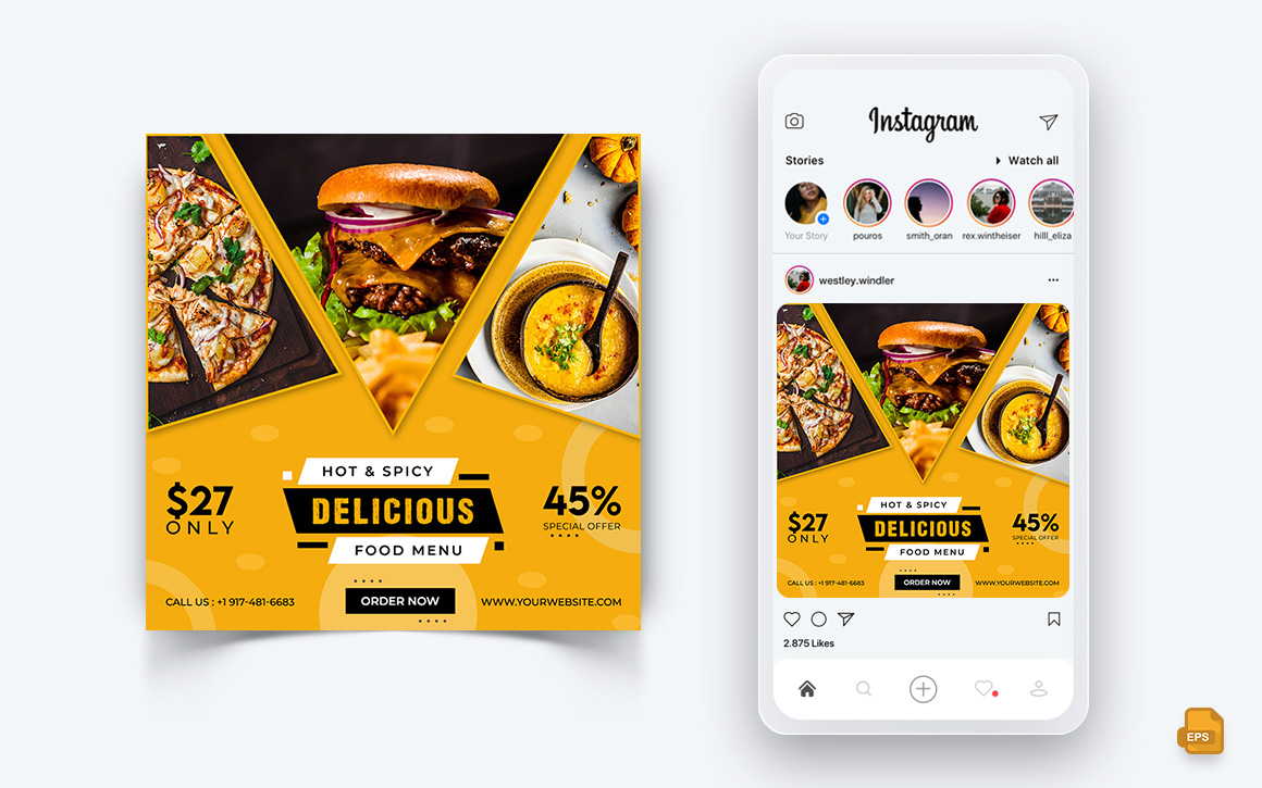 Food and Restaurant Offers Discounts Service Social Media Instagram ...
