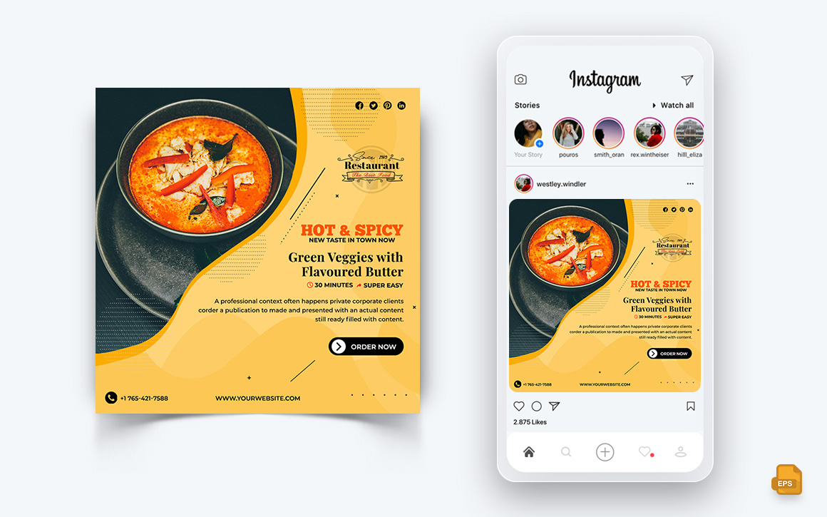 Food and Restaurant Offers Discounts Service Social Media Instagram Post Design-50