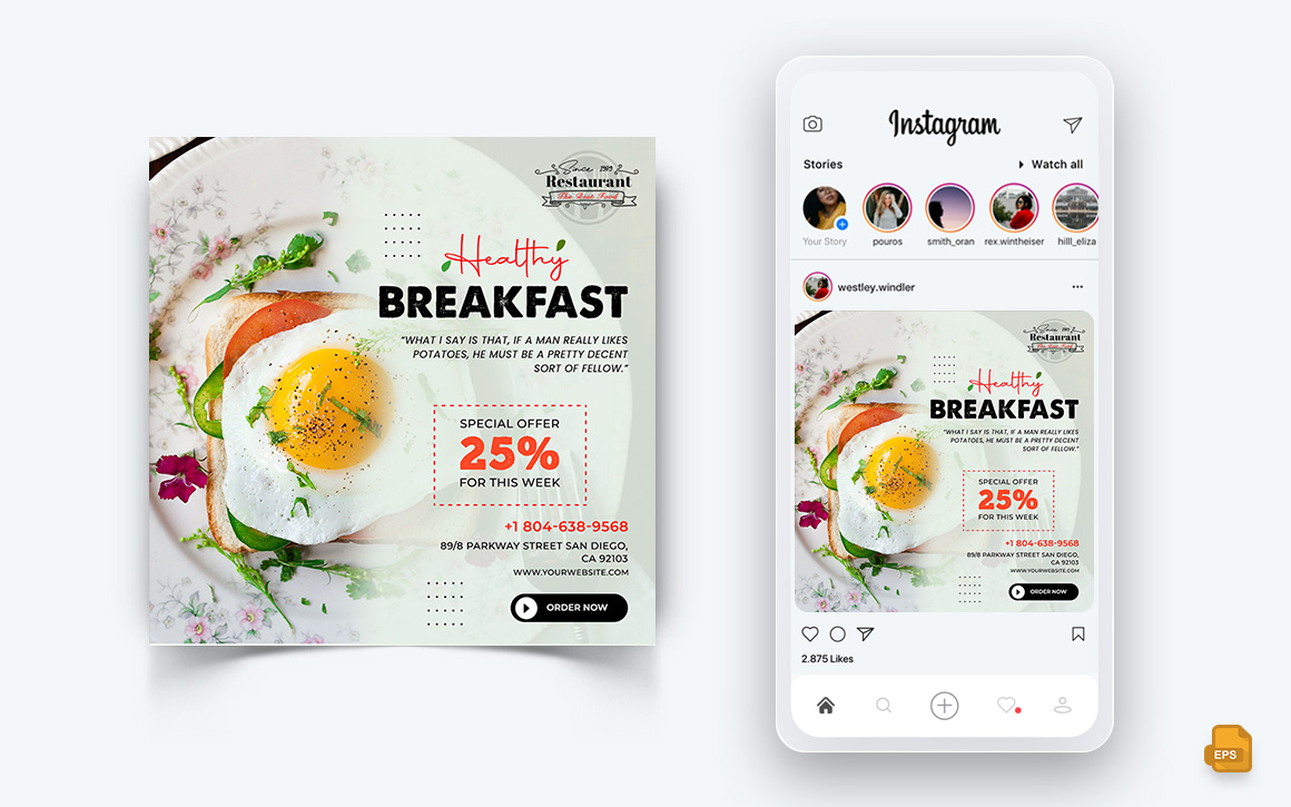 Food and Restaurant Offers Discounts Service Social Media Instagram Post Design-52
