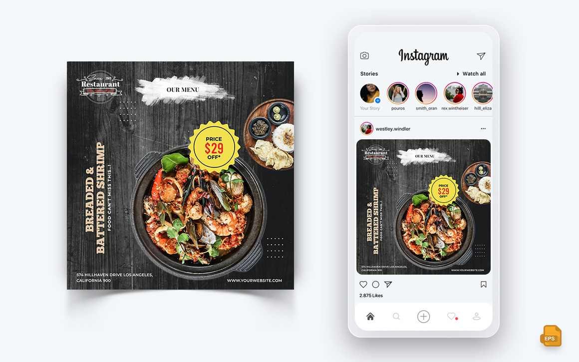 Food and Restaurant Offers Discounts Service Social Media Instagram Post Design-53