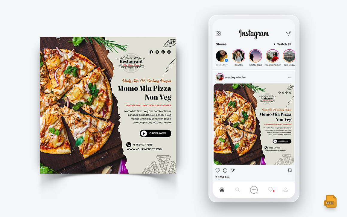 Food and Restaurant Offers Discounts Service Social Media Instagram Post Design-54