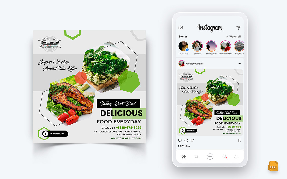 Food and Restaurant Offers Discounts Service Social Media Instagram Post Design-58