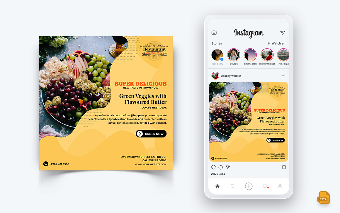Food and Restaurant Offers Discounts Service Social Media Instagram Post Design-61