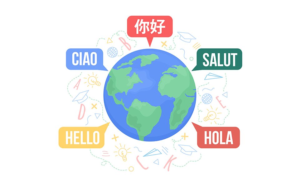 Multilingual world illustration