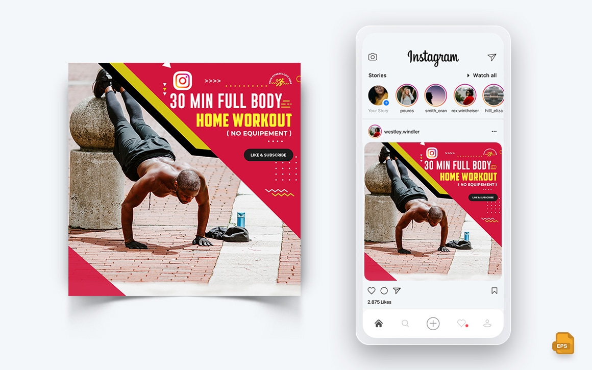 Gym and Fitness Studio Social Media Instagram Post Design-09