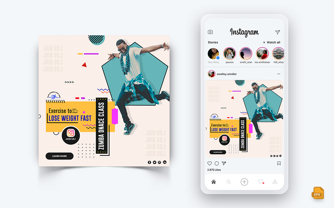 Gym and Fitness Studio Social Media Instagram Post Design-10