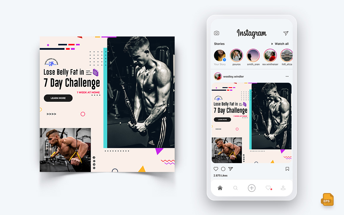 Gym and Fitness Studio Social Media Instagram Post Design-11