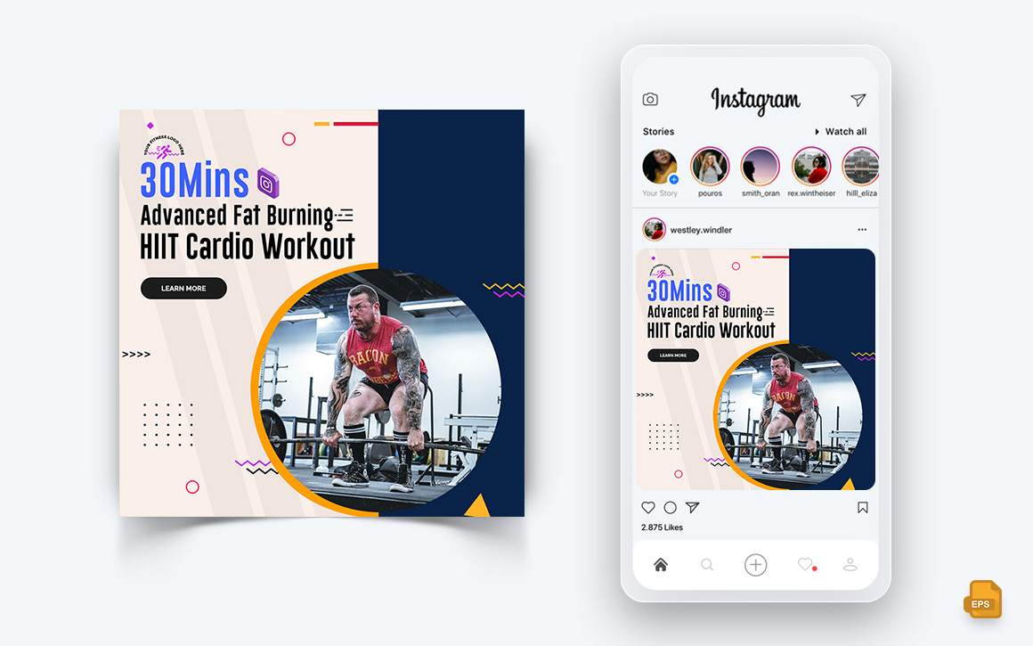 Gym and Fitness Studio Social Media Instagram Post Design-12