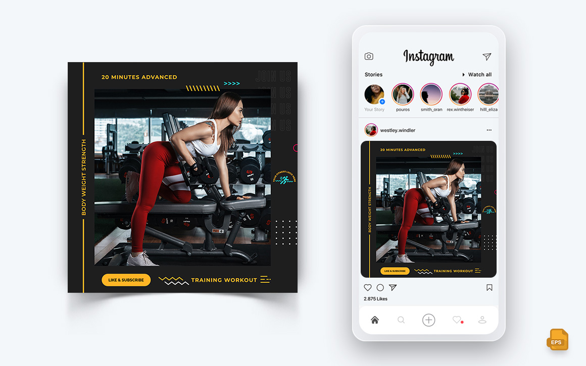 Gym and Fitness Studio Social Media Instagram Post Design-13