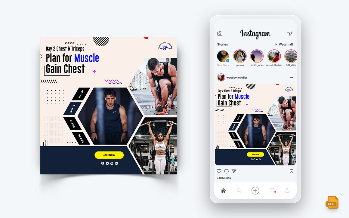 Gym and Fitness Studio Social Media Instagram Post Design-15