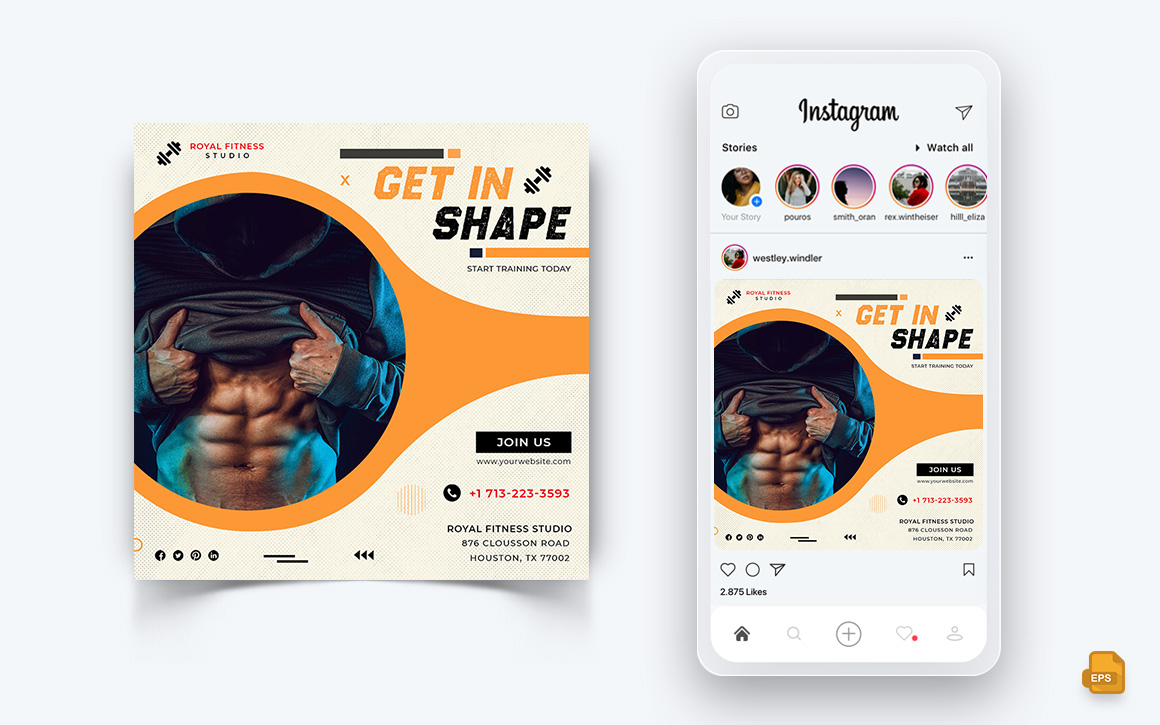 Gym and Fitness Studio Social Media Instagram Post Design-18