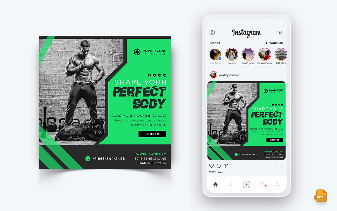 Gym and Fitness Studio Social Media Instagram Post Design-19