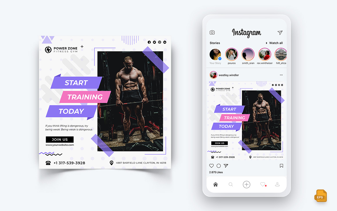 Gym and Fitness Studio Social Media Instagram Post Design-20