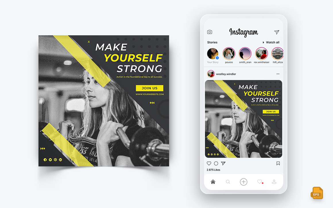 Gym and Fitness Studio Social Media Instagram Post Design-21