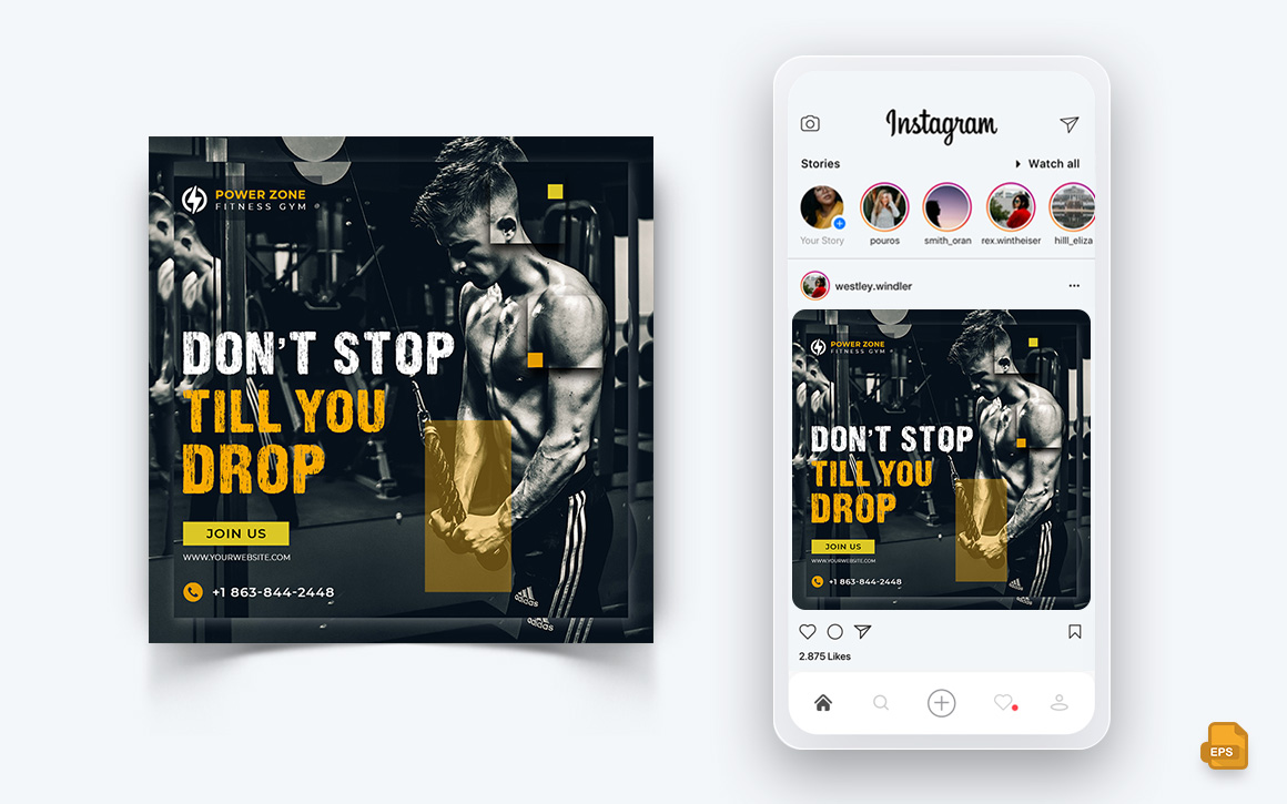 Gym and Fitness Studio Social Media Instagram Post Design-23