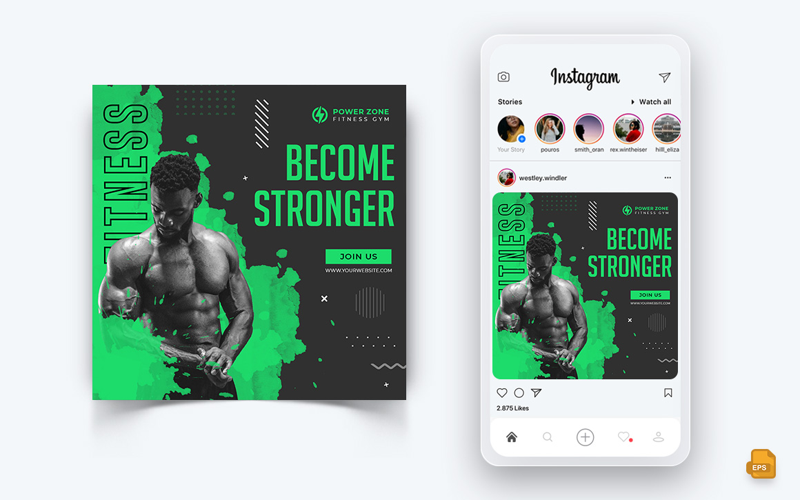 Gym and Fitness Studio Social Media Instagram Post Design-24