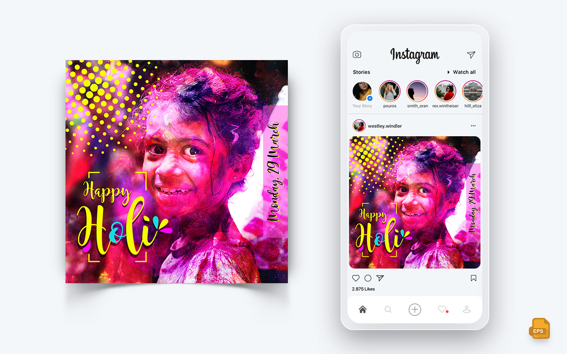 Holi Festival Social Media Instagram Post Design-04