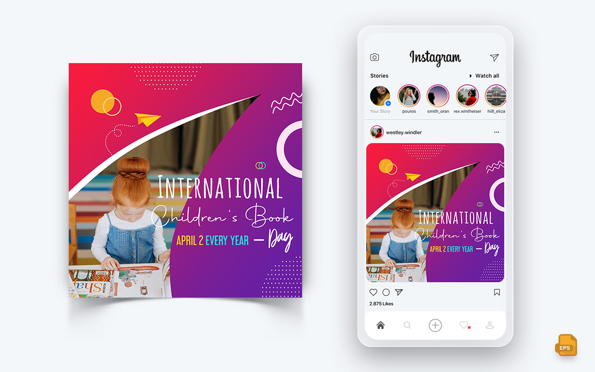 International Childrens Book Day  Social Media Instagram Post Design-01