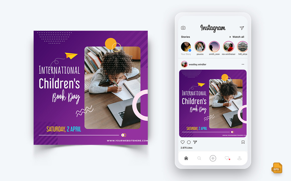 International Childrens Book Day  Social Media Instagram Post Design-02