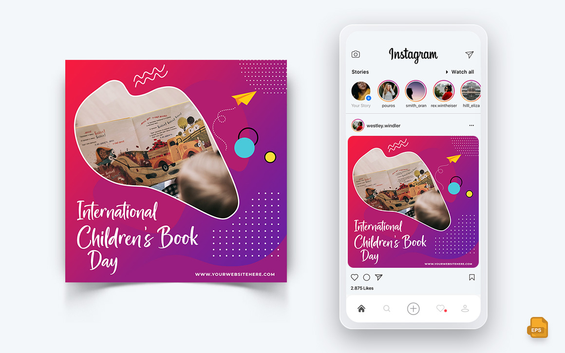 International Childrens Book Day  Social Media Instagram Post Design-06