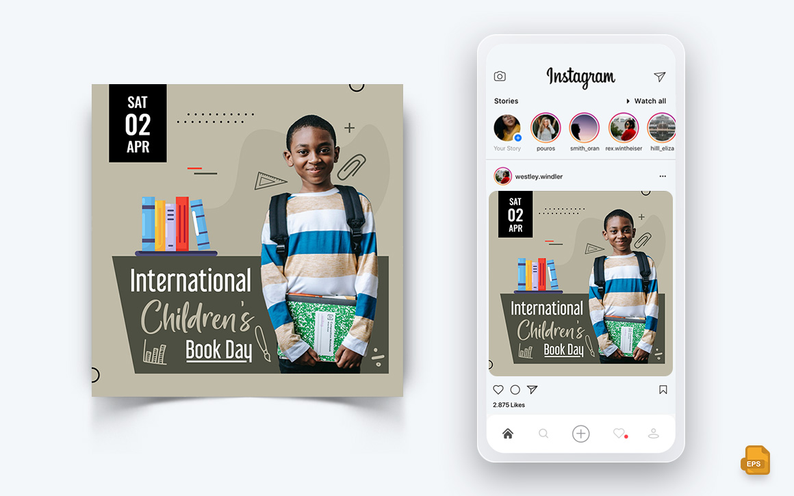 International Childrens Book Day  Social Media Instagram Post Design-11