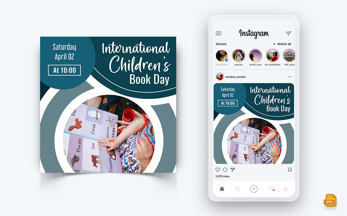 International Childrens Book Day  Social Media Instagram Post Design-12