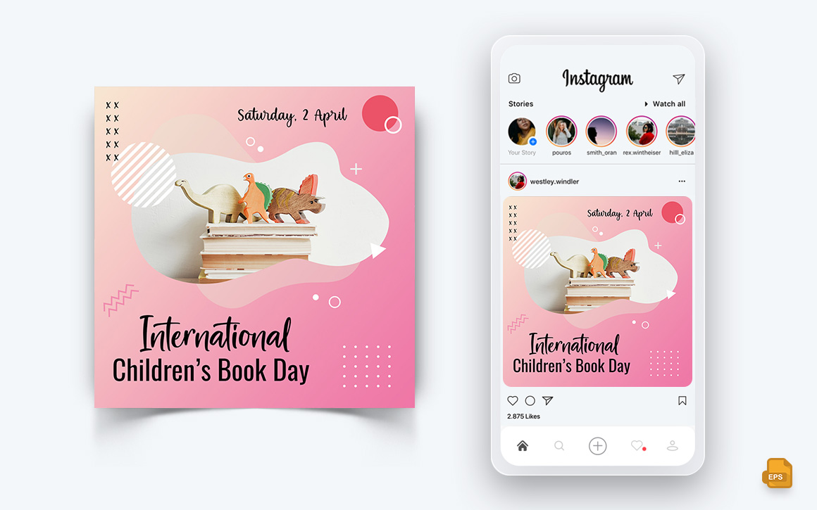 International Childrens Book Day  Social Media Instagram Post Design-13