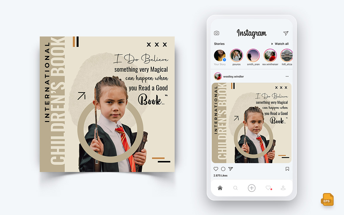 International Childrens Book Day  Social Media Instagram Post Design-16