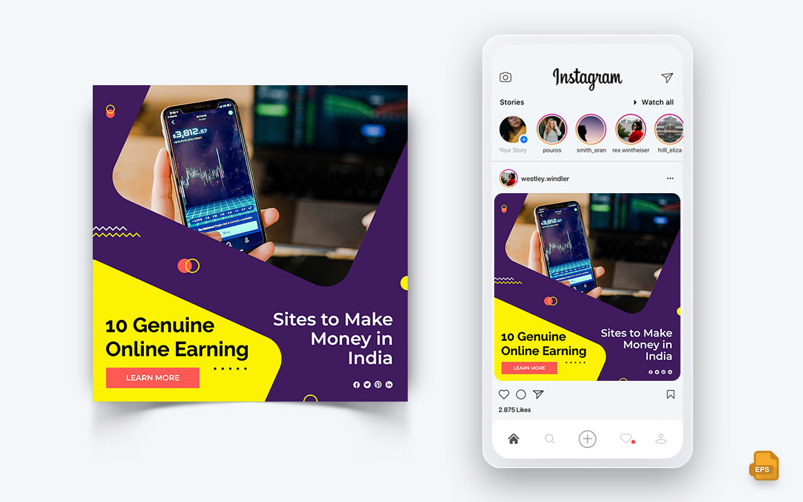 Online Money Earnings Social Media Instagram Post Design-09