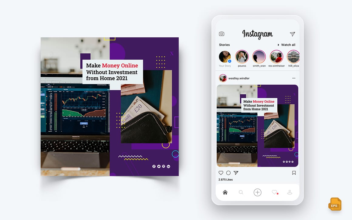 Online Money Earnings Social Media Instagram Post Design-19