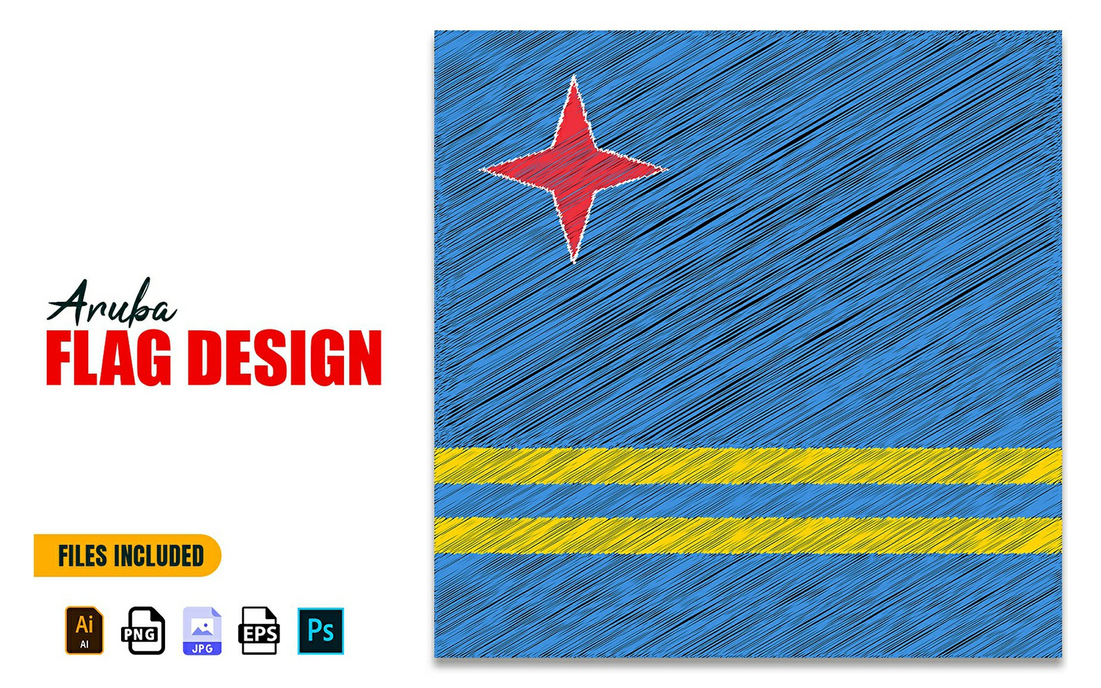 18 March Aruba Independence Day Flag Design Illustration