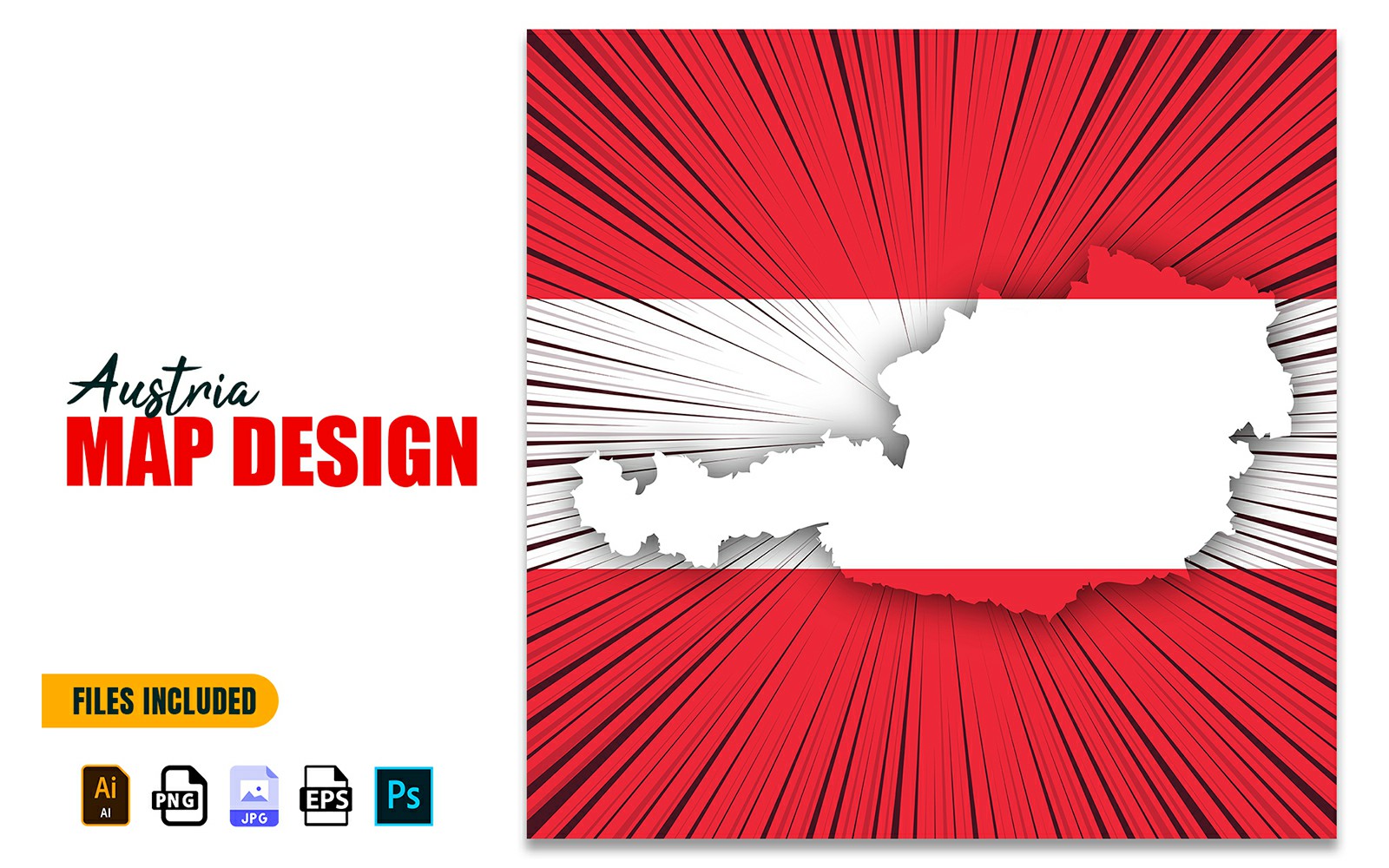 Austria Independence Day Map Design Illustration