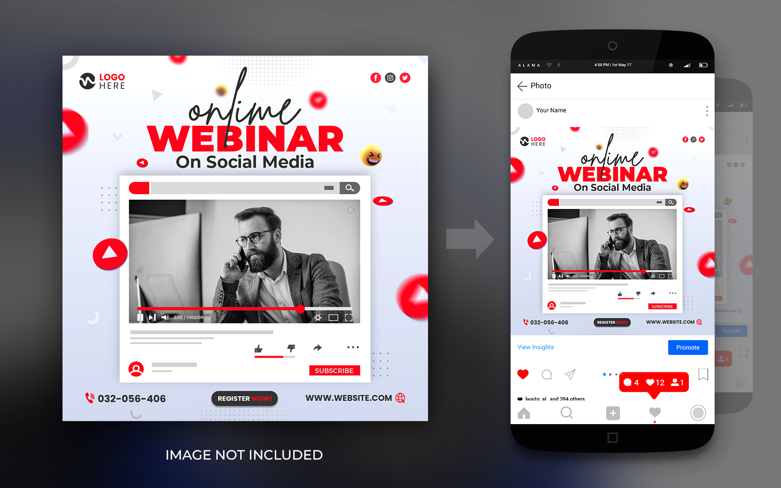 Digital Marketing Live Webinar And Corporate Social Media Instagram And Facebook Promotion Template