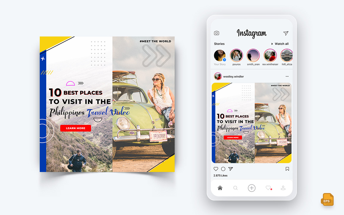 Travel Explorer and Tour Social Media Instagram Post Design-24