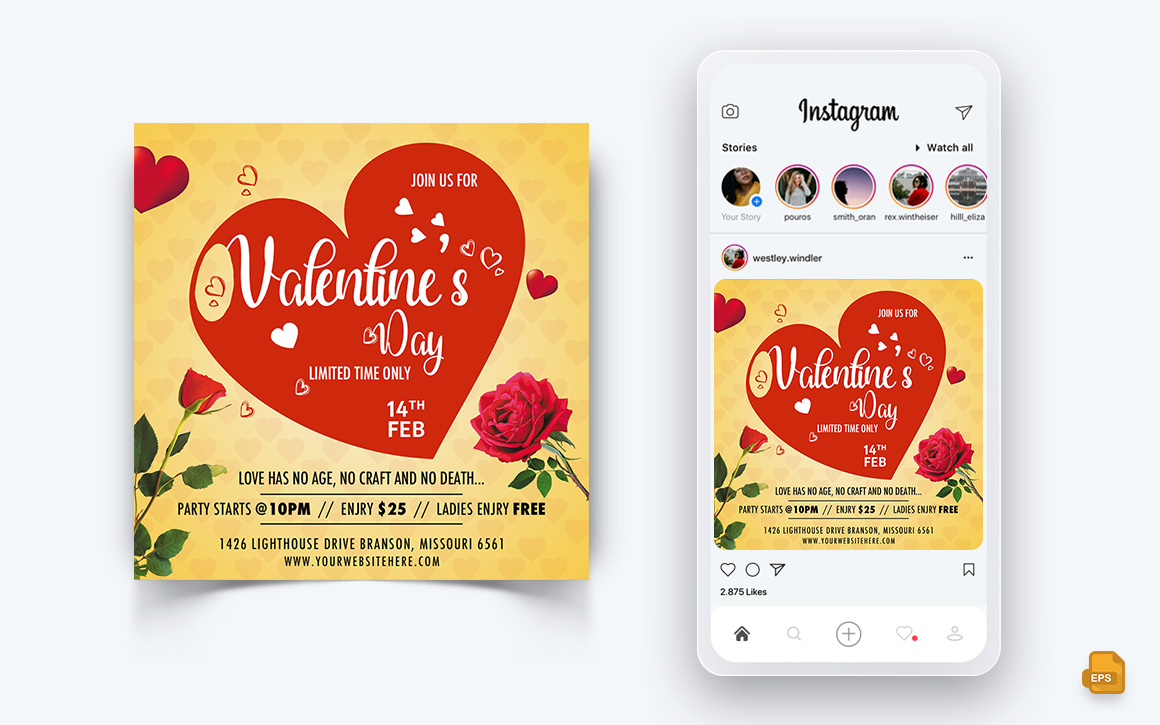 Valentines Day Party Social Media Instagram Post Design-02