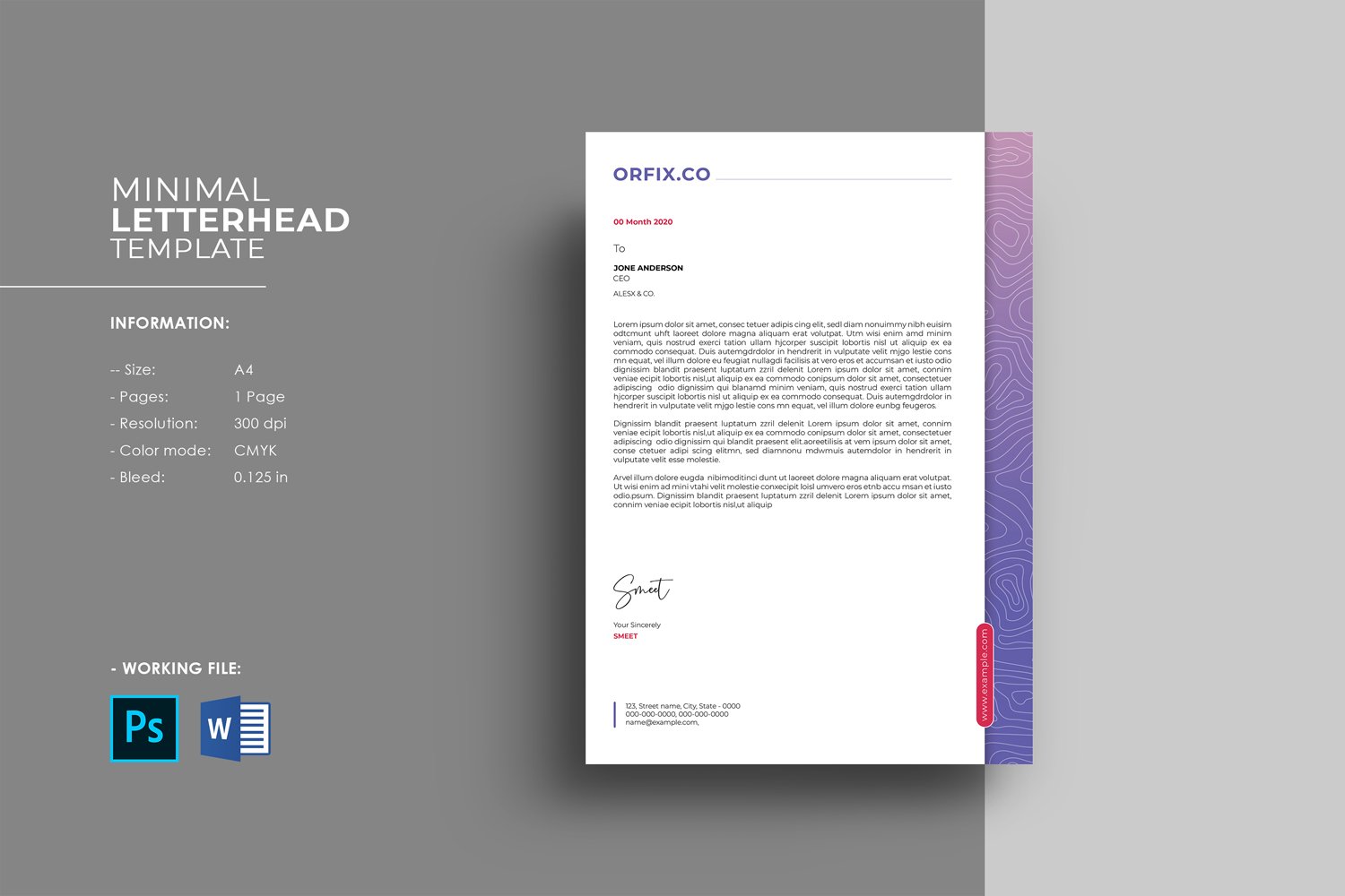 Letterhead A4 Template, Word & Psd
