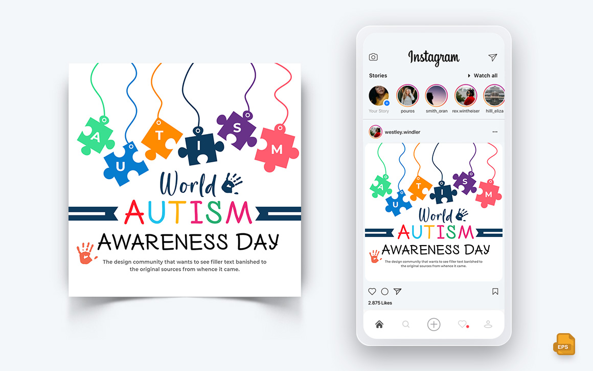 World Autism Awareness Day Social Media Instagram Post Design-02