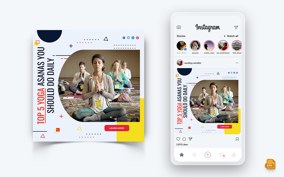 Yoga and Meditation Social Media Instagram Post Design-16