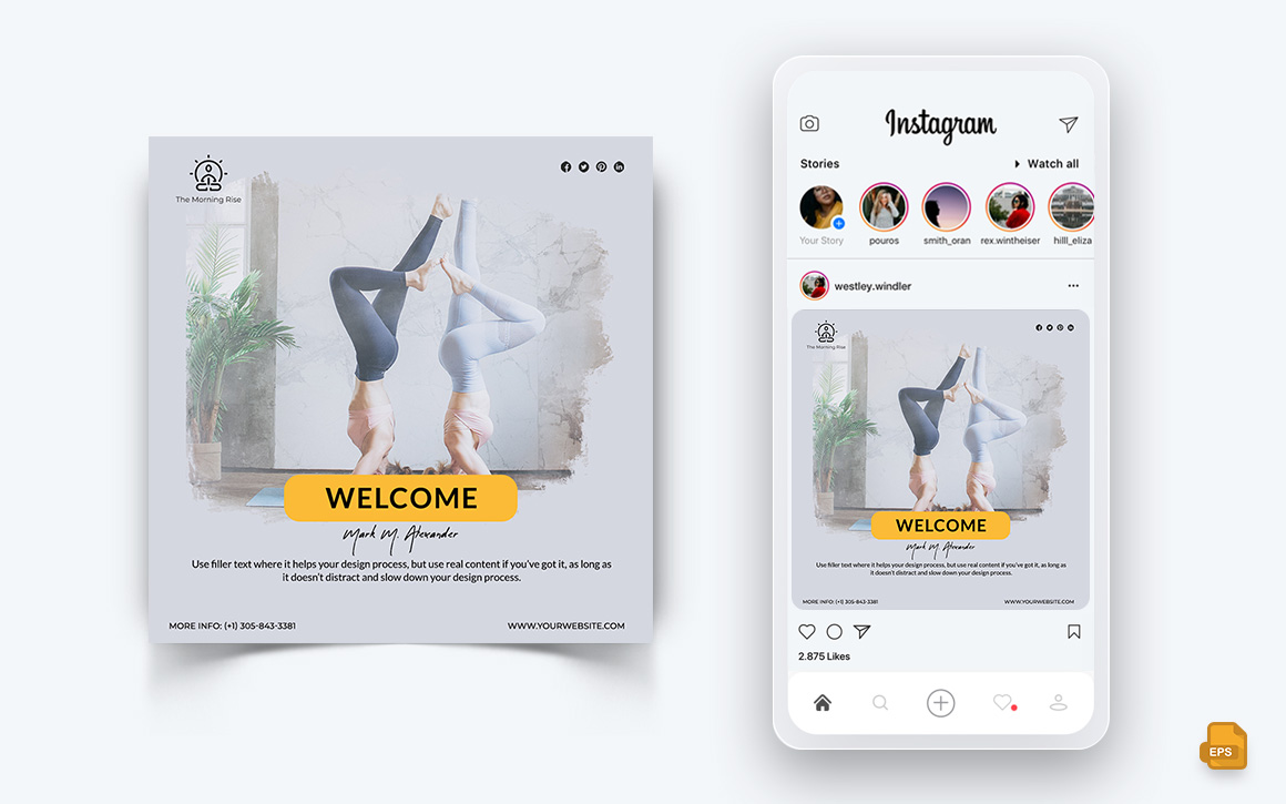 Yoga and Meditation Social Media Instagram Post Design-49
