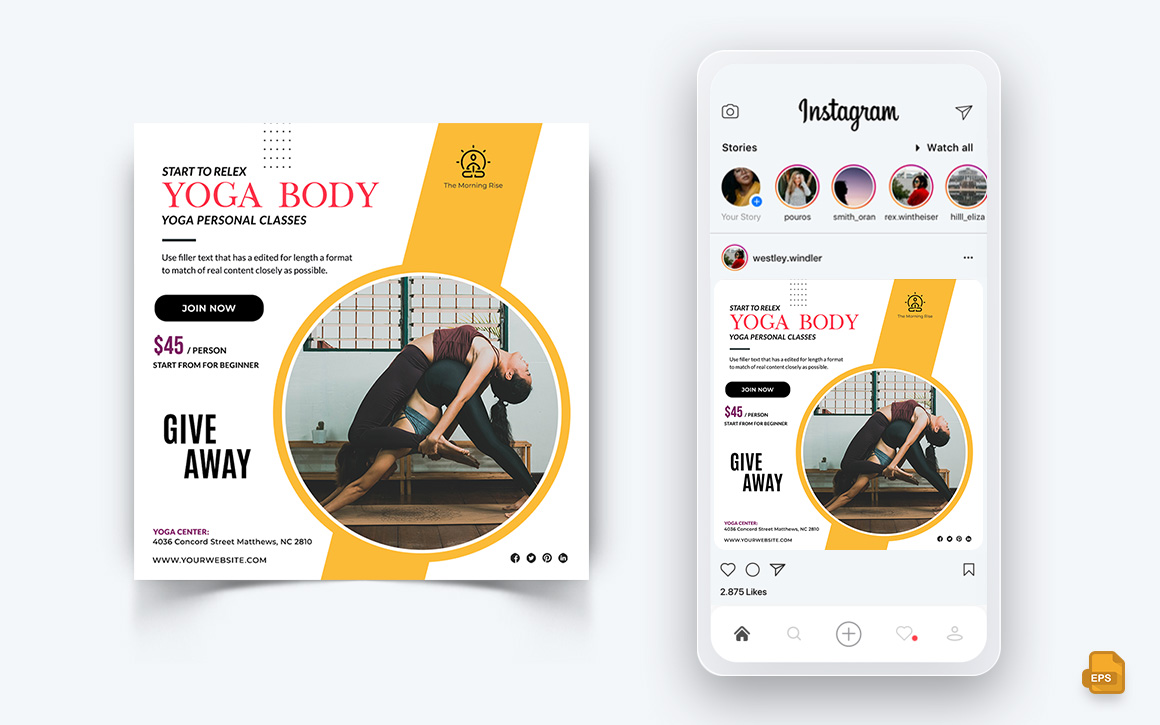 Yoga and Meditation Social Media Instagram Post Design-52