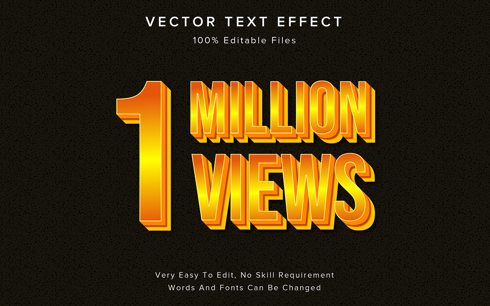 1 Million Views 3d Editable Text Effect