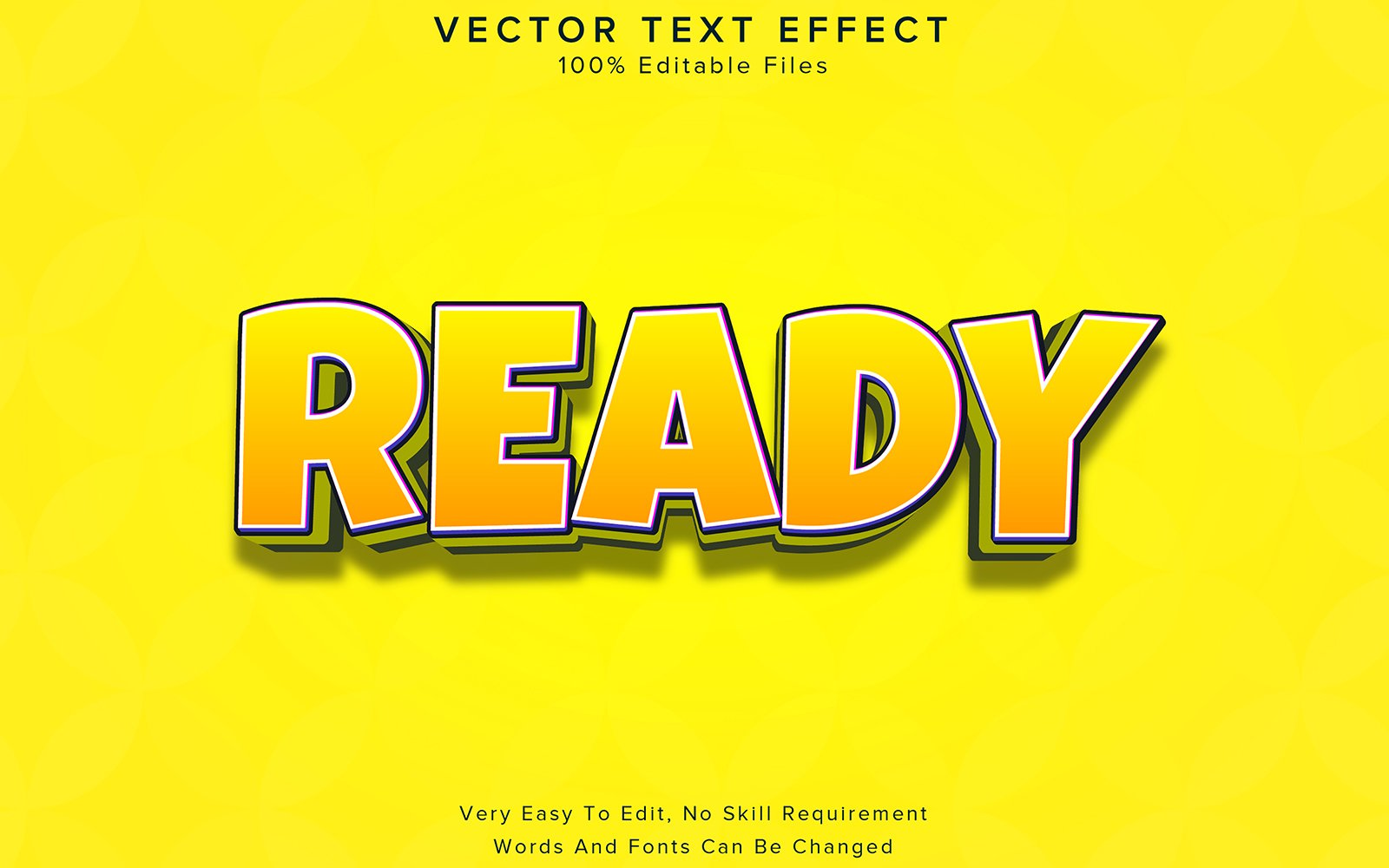 Ready Editable 3D Text Effect Yellow