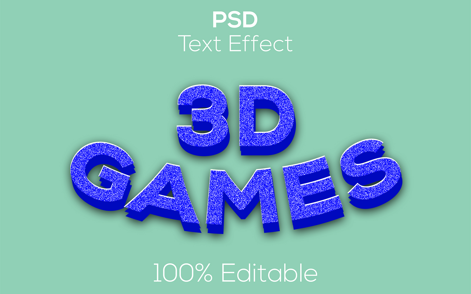 3D Games | Modern 3d Games Psd Text Effect in blue color.