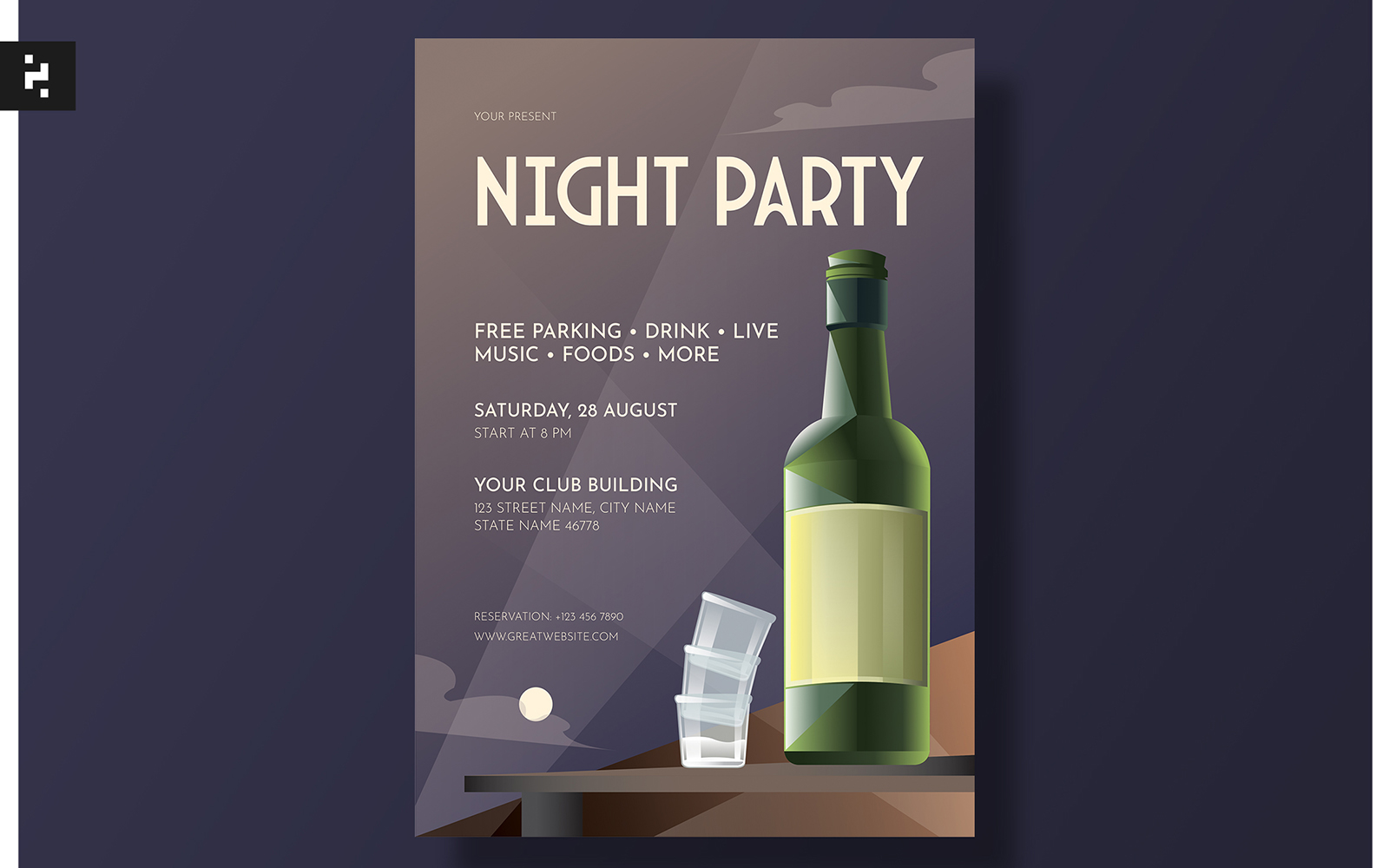 Night Party Flyer - Art Deco Theme