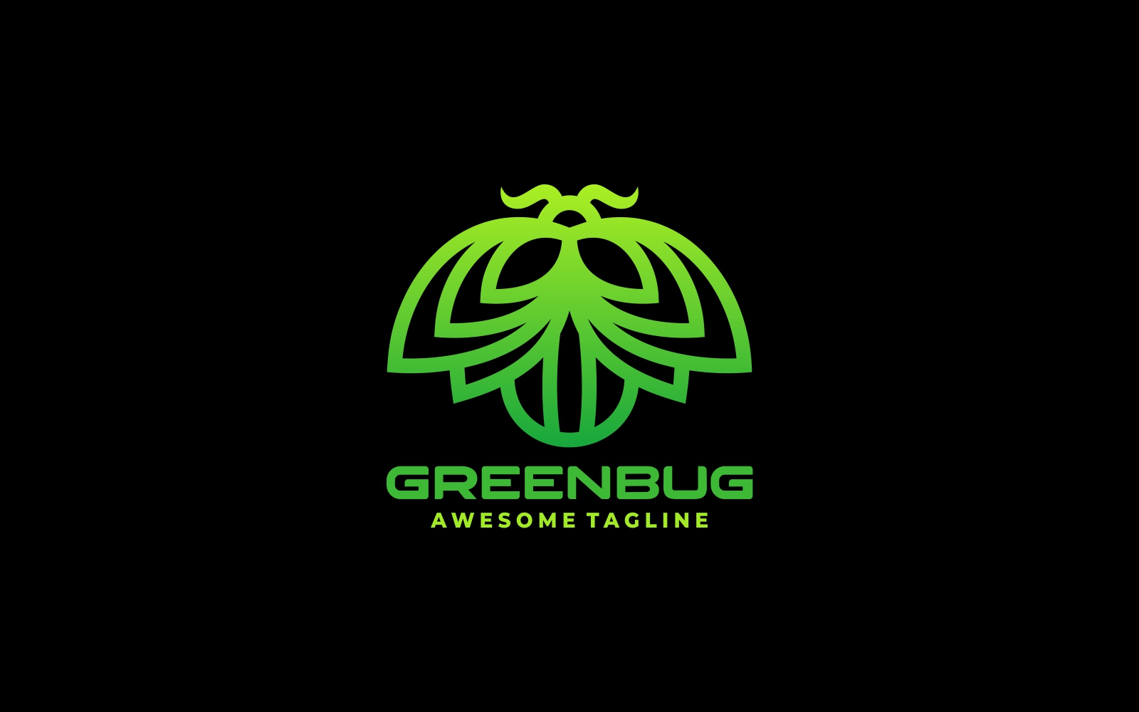 Green Bug line Art Gradient Logo