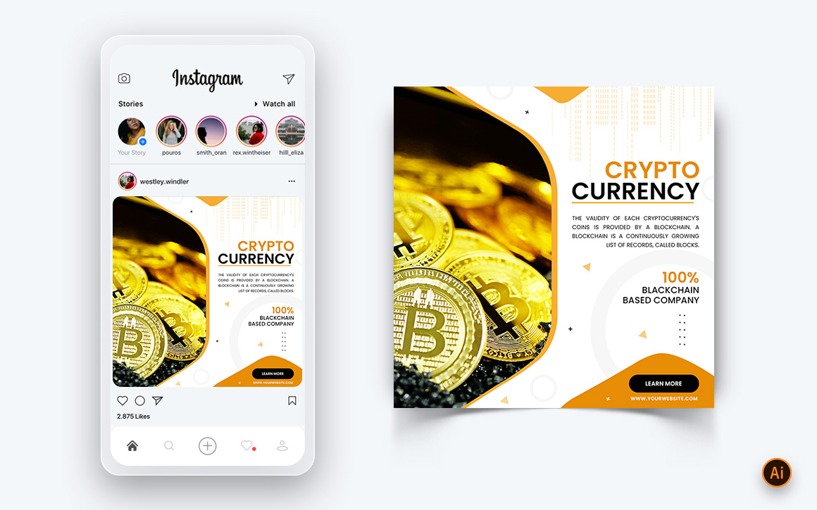 CryptoCurrency Social Media Instagram Post Design Template-01
